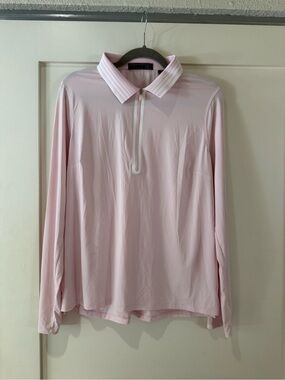 Womens G/fore Light Pink Long-Sleeve Polo — Minimal Performance Style XL